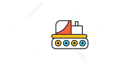 Animation flat civil engineering and construction site industry icon. Cartoon graphic construction tool equipment sign set