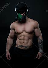 Bodybuilder in halmet