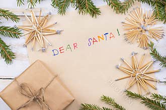 Letter to Santa Claus. Christmas card, wish list space