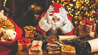 Santa Claus was tired under stress