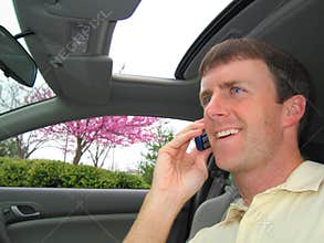 Man on Cell Phone in Car