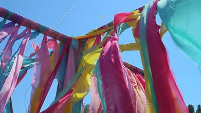 Colorful ribbons fluttering in the wind