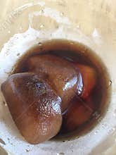 Coffee ice cubes in a cold brew coffee drink