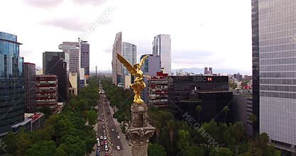 Stunning aerial shot of the Independence Angel monument in Mexico City.