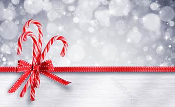 Candy Canes With Ribbon - Sweet Christmas Card