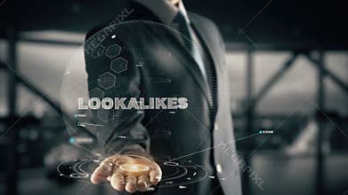 Lookalikes with hologram businessman concept