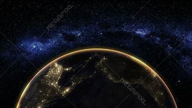 Sunrise view from space on Planet Earth