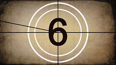 `Old Film` Countdown Leader Projector Graphic 10 - 0 with Audio, Sepia