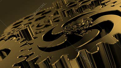 Stylish business background with rotating metal gears for presentation