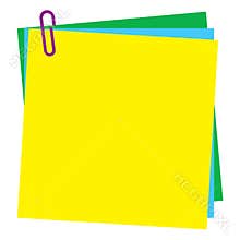 Blank Post-it note paper with paperclip