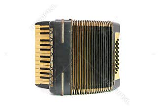 Vintage black accordion isolated on white backgrou