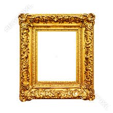 Antique painting gold frame isolated on white