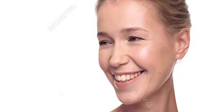 Beautiful blonde middle age woman with perfect skin