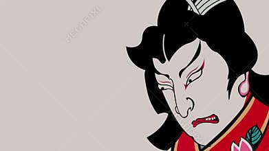 Dramatic Tragic Traditional Samurai Facial Expressions