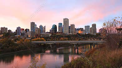 Timelapse of Edmonton, Canada City Center in fall 4K