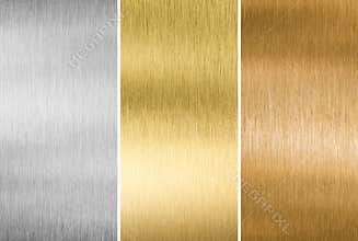 Metal textures gold, silver and bronze