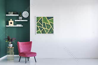 Green and red living room