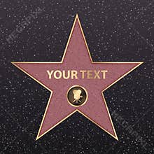 Hollywood star celebrity fame walk vector golden