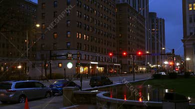 Timelapse of a Fifth Avenue at night in Oakland in Pittsburgh Pennsylvania