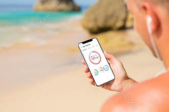 Man using health app on his phone