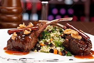 Lamb chops in restaurant