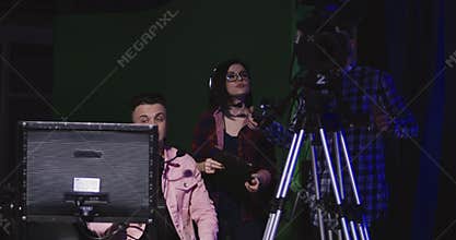 Production team having a discussion