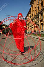 Street theatre. open street costumed performance of young actors.