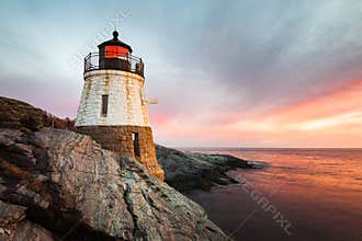 Castle Hill Lighthouse Newport Rhode Island at Sunset