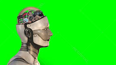Artificial Intelligence, Robot Brain, Technology, Isolated Green Screen