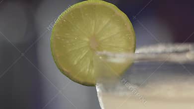 Cocktail with lime or lemon