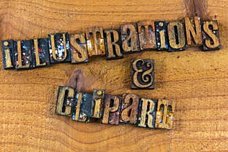 Illustrations and clipart sign letterpress wood