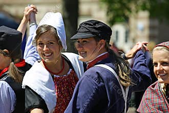 Holland, Michigan, USA, May 2017: Dutch Dancing on the streets of Holland Michigan during Tulip Time.