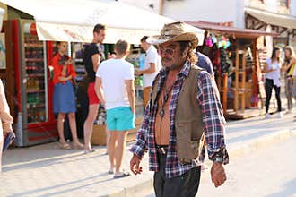 Strange person usually leaving on streets in Vama Veche, Romania