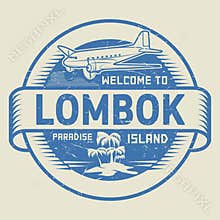 Stamp with the text Welcome to Lombok, Paradise island