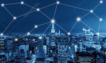 Global business and network connection concept in New York City