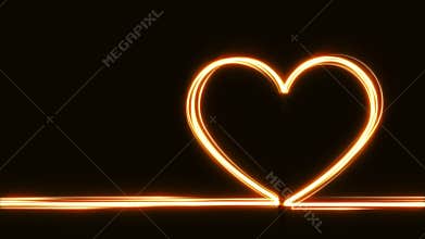 Shiny heart shape yellow light streaks