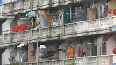 Pattaya, Thailand - December 16, 2017: Very poor area of the city where the poor and the poor live. Dirty and not well