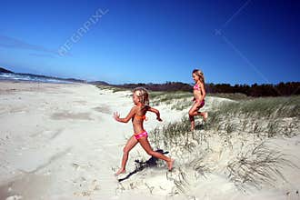 Running to the beach