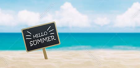 Banner with text Hello summer