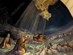 Painting in Church of the Shepherds Fields, Bethlehem