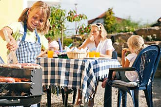 Family having a barbecue party