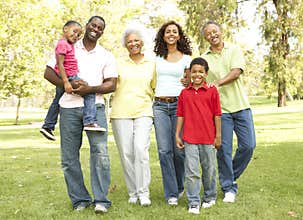 Portrait Of Extended Family Group In Park