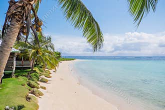 Manase Beach, Savai`i, Samoa, South Pacific - blue sea and sky w