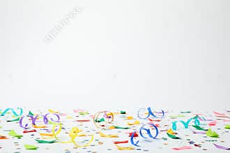 Colorful confetti and streamers