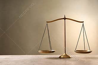 Scales of justice on tabl