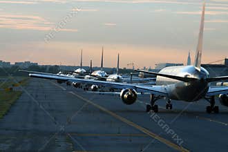 Evening traffic at airport