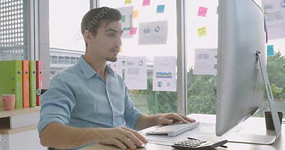 Annoyed angry businessman troubled with sudden computer failure.