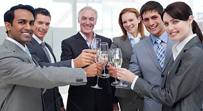 Cheerful business people celebrating a sucess