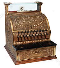 Old fashioned cash register, isomorphic view