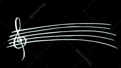 Draw of Musical Notes on black background